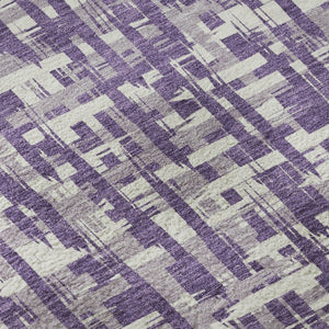 HomeRoots 8' Stylish Purple Ivory Lavender Washable Round Rug - UV Protected, Stain Resistant, Easy Care! 682994