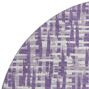 HomeRoots 8' Stylish Purple Ivory Lavender Washable Round Rug - UV Protected, Stain Resistant, Easy Care! 682994