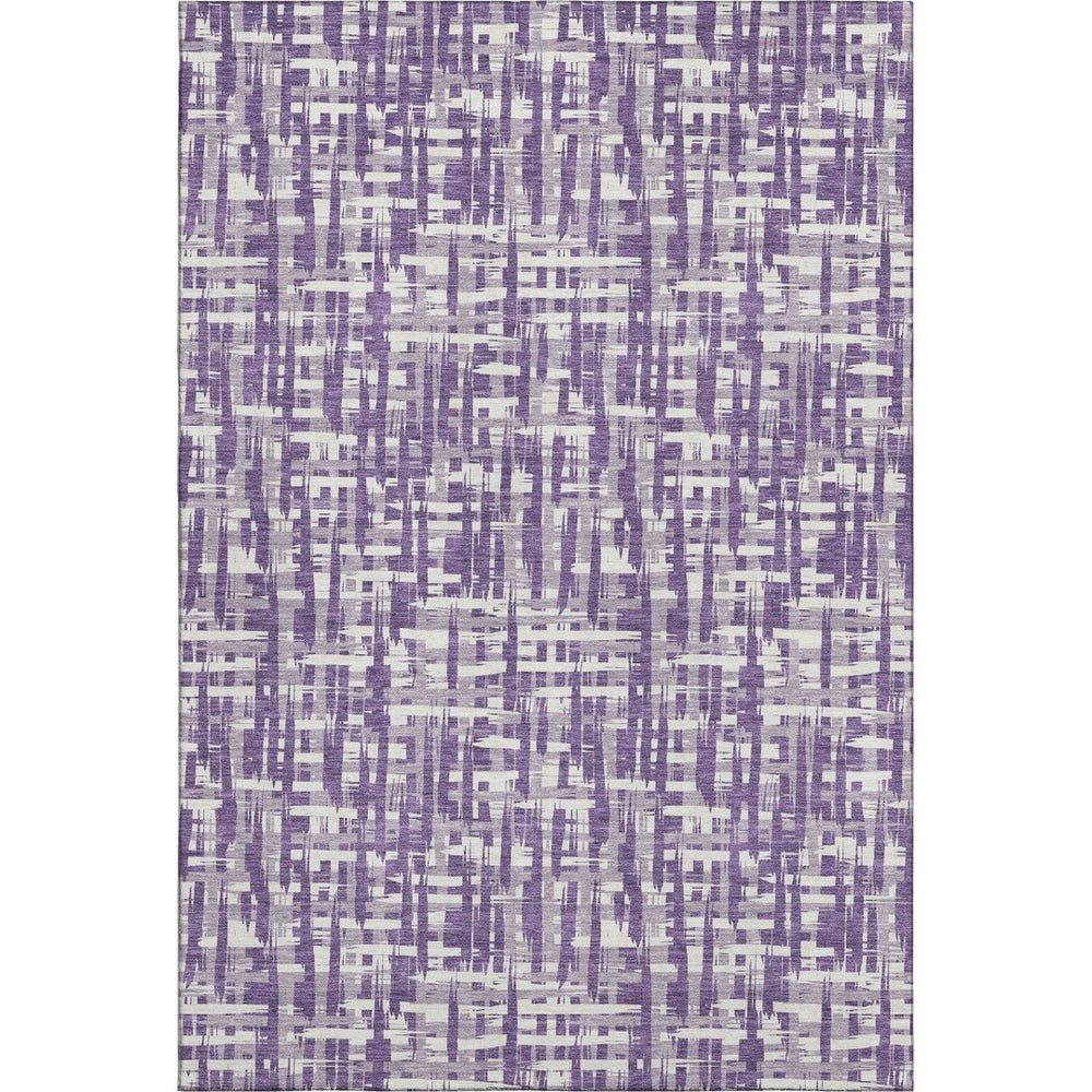 HomeRoots 9' X 12' Stylish Purple, Ivory & Lavender Abstract Geometric Washable Area Rug with UV Protection 682996