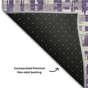 HomeRoots 9' X 12' Stylish Purple, Ivory & Lavender Abstract Geometric Washable Area Rug with UV Protection 682996