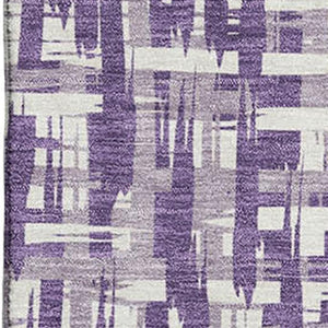 HomeRoots 9' X 12' Stylish Purple, Ivory & Lavender Abstract Geometric Washable Area Rug with UV Protection 682996