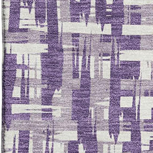 HomeRoots 9' X 12' Stylish Purple, Ivory & Lavender Abstract Geometric Washable Area Rug with UV Protection 682996