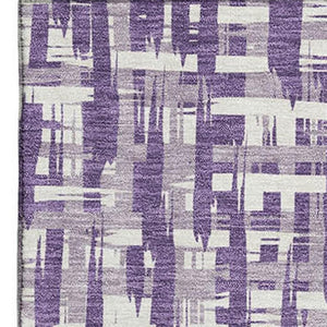 HomeRoots 9' X 12' Stylish Purple, Ivory & Lavender Abstract Geometric Washable Area Rug with UV Protection 682996