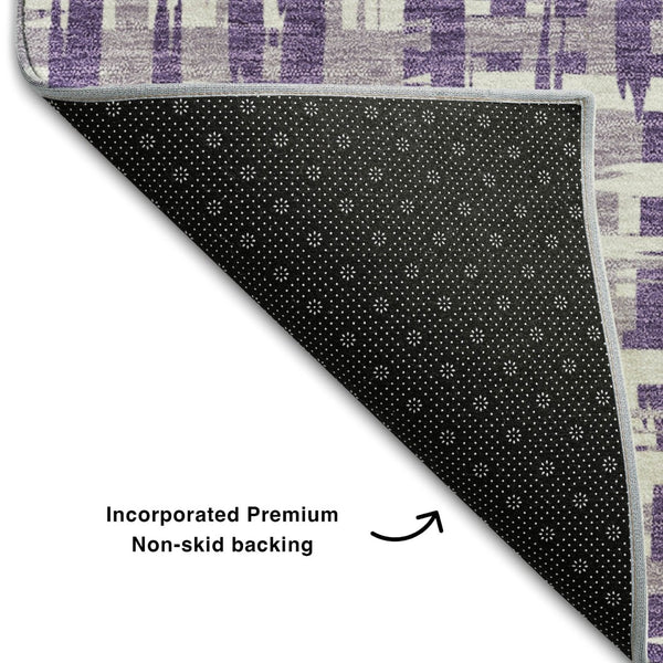 HomeRoots 10' Modern Abstract Geometric Area Rug in Purple & Ivory - Washable, Stain-Resistant, UV Protected! 682997