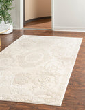 Unique Loom Finsbury Diana Machine Made Botanical Rug Ivory, Beige 7' 0" x 10' 0"