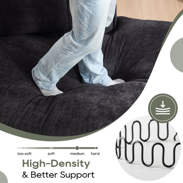 English Elm Modern Minimalist Modular Sectional Sofa - Versatile Upholstered Cloud Couch With Right Chaise In Black W2959S00012