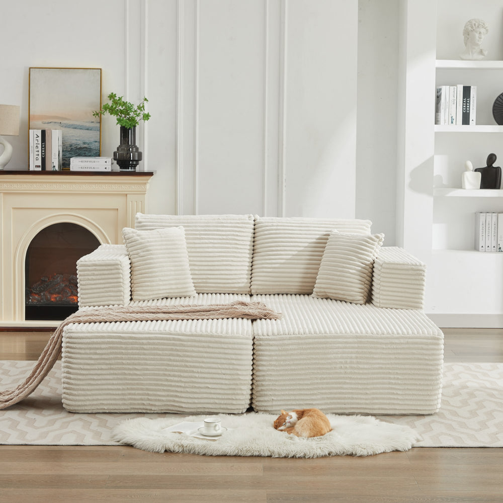 English Elm 106" Plush Corduroy Cloud Sectional Sofa with Right Chaise — Deep Seat, No Assembly, Modern Comfort W1143S00027 W1143S00027