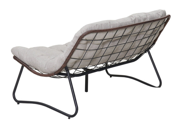 English Elm Patio Wicker Gliding Loveseat with Thick Cushions All Weather Pe Rattan Garden Bench W3990P415261