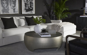Sunpan Tarsus Coffee Table - Industrial Chic Design with Sculpted Concrete Finish for Indoor and Outdoor Spaces Pewter