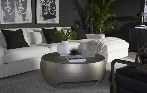 Sunpan Tarsus Coffee Table - Industrial Chic Design with Sculpted Concrete Finish for Indoor and Outdoor Spaces Pewter
