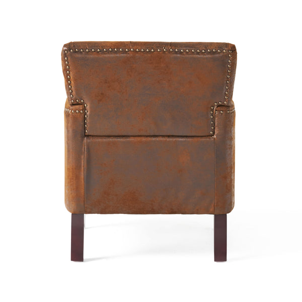 English Elm Christopher Knight Home® - HARRISON Tufted Club Chair with Diamond-Stitched Back, Nailhead Trim and Turned Birch Legs for Comfort and Style Brown 53444.00MF