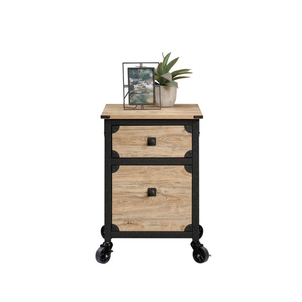 English Elm File Pedestal Rolling Cabinet Dark Oak Finish Metal Frame Home Office Storage B356P354489