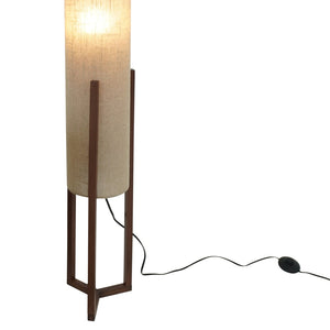 English Elm Arc Floor Lamp with Walnut Base and Drum Shade for Reading or Bedroom Ambiance B183P315102