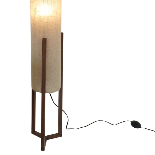 English Elm Arc Floor Lamp with Walnut Base and Drum Shade for Reading or Bedroom Ambiance B183P315102