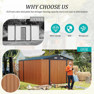 English Elm Campcraft Galvanized Steel Outdoor Storage Shed with Triple Lockable Doors and Vents W1598S00036