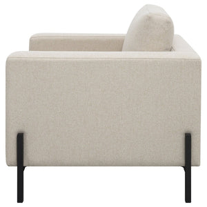 English Elm Schwan Herringbone Accent Chair with Pocket Coil Seat and Sleek Black Metal Legs B062P451804