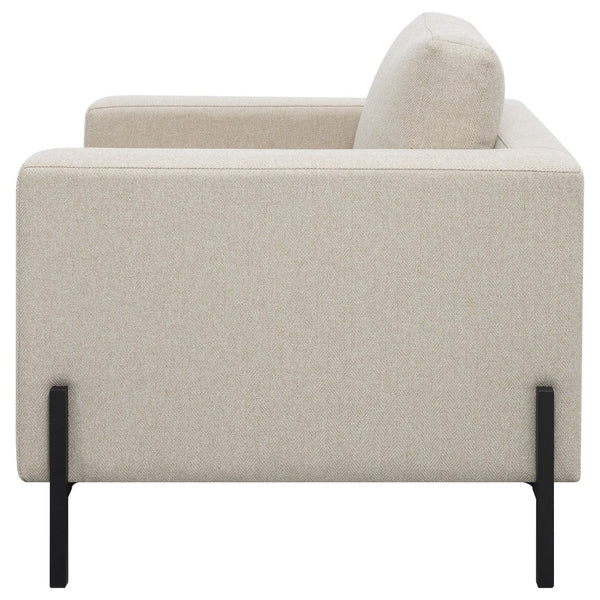 English Elm Schwan Herringbone Accent Chair with Pocket Coil Seat and Sleek Black Metal Legs B062P451804