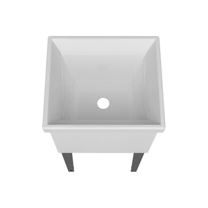 English Elm Bari Freestanding Plastic Utility Sink with Cabinet Storage for Laundry or Garage B200S00467