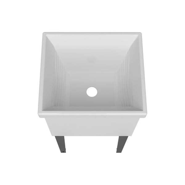 English Elm Bari Freestanding Plastic Utility Sink with Cabinet Storage for Laundry or Garage B200S00467