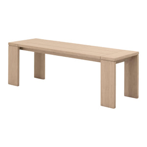 Essentials for Living Sur Solid Teak Outdoor Bench Washed Finish Transitional Style Sturdy Wide Leg 6830-B.W-ET