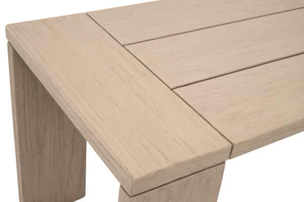 Essentials for Living Sur Solid Teak Outdoor Bench Washed Finish Transitional Style Sturdy Wide Leg 6830-B.W-ET