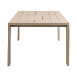 Essentials for Living Big Sur Solid Teak Outdoor Dining Table Seats 8 with Umbrella Hole Weathered Finish 6830-L.W-ET