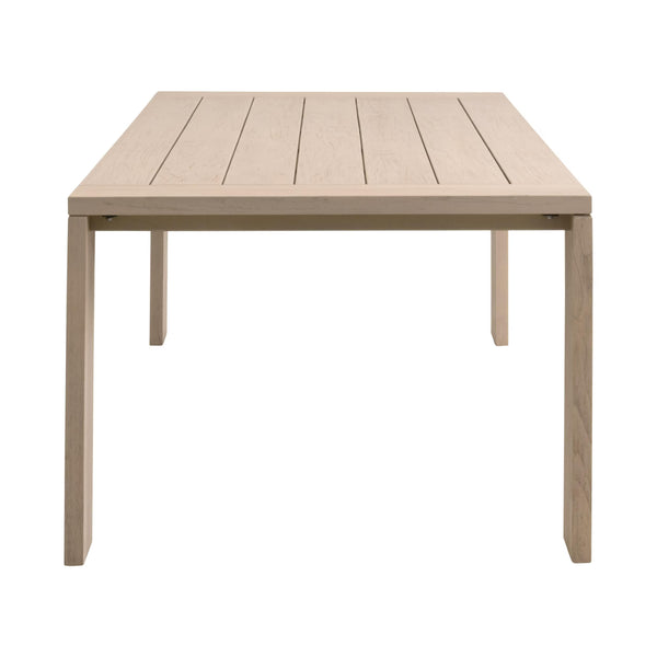Essentials for Living Big Sur Solid Teak Outdoor Dining Table Seats 8 with Umbrella Hole Weathered Finish 6830-L.W-ET
