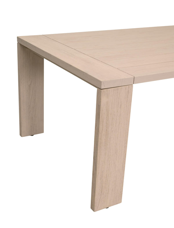 Essentials for Living Big Sur Solid Teak Outdoor Dining Table Seats 8 with Umbrella Hole Weathered Finish 6830-L.W-ET