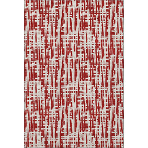 HomeRoots 8' X 10' Washable Geometric Area Rug in Red, Beige & Ivory - Durable, Stain-Resistant & UV-Protected! 683001