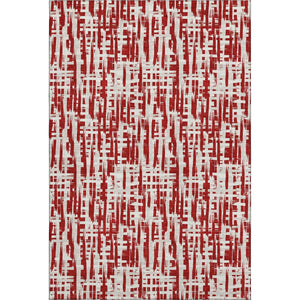 HomeRoots 9' X 12' Washable Area Rug – Modern Red, Beige & Ivory Abstract Geometric Design with UV Protection 683002