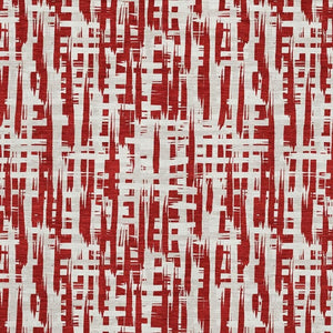 HomeRoots 9' X 12' Washable Area Rug – Modern Red, Beige & Ivory Abstract Geometric Design with UV Protection 683002