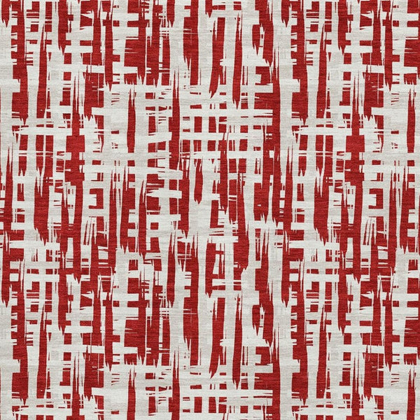 HomeRoots 10' X 14' Abstract Geometric Area Rug - Red, Beige, Ivory | Washable, UV Protected, Stain-Resistant 683003