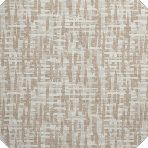HomeRoots 8' Tan Beige & Ivory Abstract Geometric Round Rug - Washable, UV Protected, Pet-Friendly Decor 683006