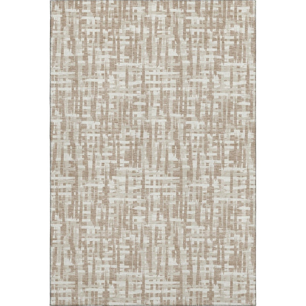 HomeRoots 10' X 14' Tan Beige Ivory Abstract Geometric Area Rug - Durable, Washable, UV Protected for Homes 683009