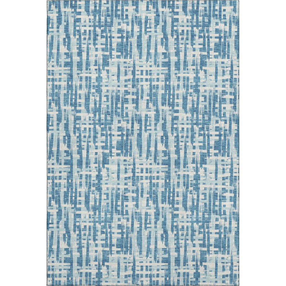 HomeRoots 9' X 12' Teal Ivory Gray Abstract Geometric Area Rug - Washable, UV Protected, Stain Resistant Design 683014