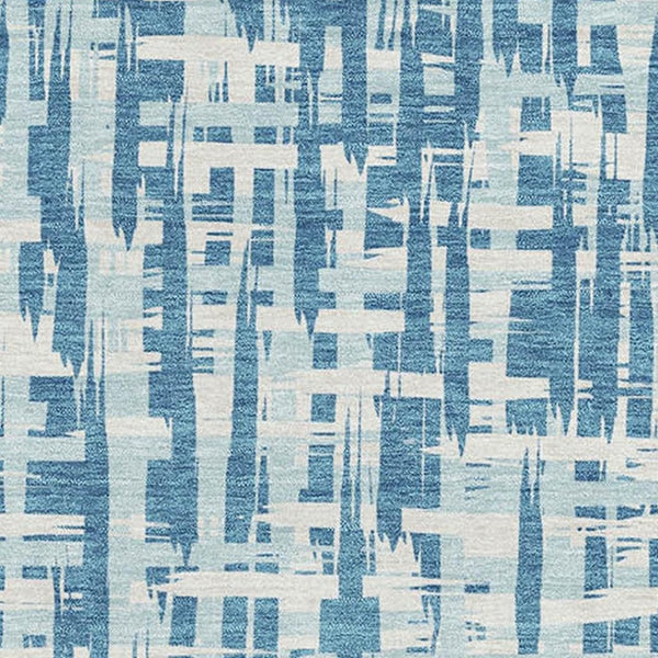 HomeRoots 9' X 12' Teal Ivory Gray Abstract Geometric Area Rug - Washable, UV Protected, Stain Resistant Design 683014