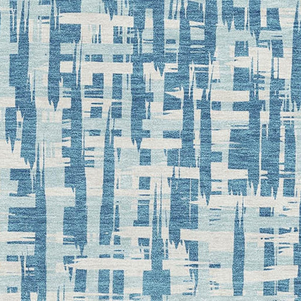 HomeRoots 10' Abstract Geometric Area Rug in Teal, Ivory & Gray - Washable, UV-Protected, Pet-Friendly Design 683015
