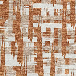 HomeRoots 5' X 8' Terra Cotta Ivory Beige Abstract Geometric Washable Area Rug - Durable, UV-Protected Design 683017