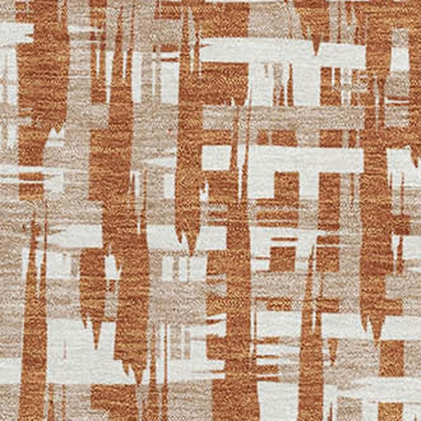 HomeRoots 8' X 10' Modern Terra Cotta Abstract Geometric Area Rug – Washable, UV-Protected, Pet-Friendly Design 683019