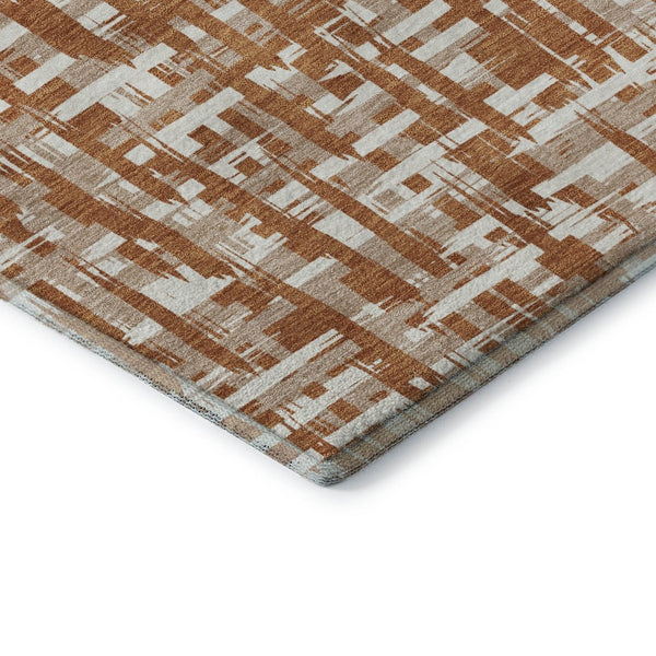 HomeRoots 9' X 12' Abstract Geometric Area Rug in Terra Cotta, Ivory & Beige – Washable, UV Protected & Stylish 683020