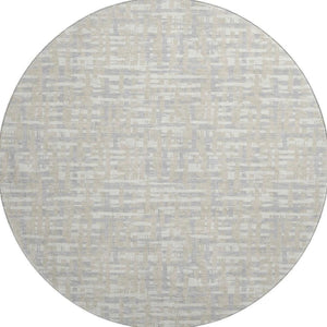 HomeRoots 8' Beige Ivory and Silver Abstract Round Rug - Washable, UV Protected, Perfect for High-Traffic Areas 683024