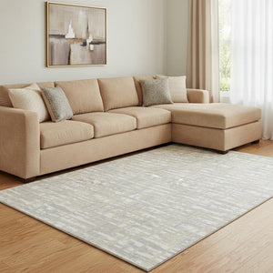 HomeRoots 8' X 10' Beige Ivory Silver Washable Area Rug – Durable, Stylish, UV-Protected for Any Room 683025