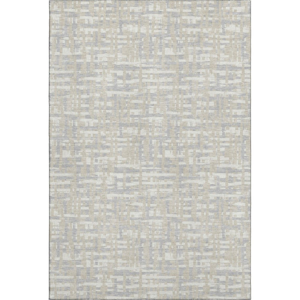 HomeRoots 9' X 12' Washable Abstract Geometric Area Rug in Beige, Ivory & Silver - UV Protected & Durable Design 683026