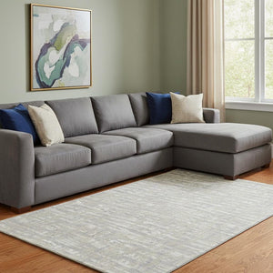 HomeRoots 10' X 14' Abstract Geometric Washable Area Rug - Beige, Ivory & Silver - UV Protected and Stain Resistant 683027