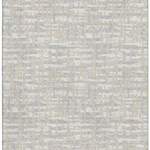 HomeRoots 10' X 14' Abstract Geometric Washable Area Rug - Beige, Ivory & Silver - UV Protected and Stain Resistant 683027