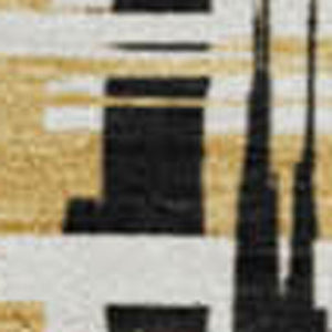 HomeRoots 8' Modern Black Ivory Gold Abstract Geometric Round Rug - Washable, UV Protected & Stain Resistant 683030