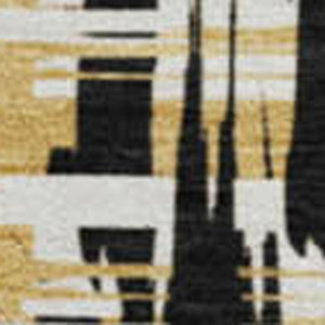HomeRoots 8' Modern Black Ivory Gold Abstract Geometric Round Rug - Washable, UV Protected & Stain Resistant 683030