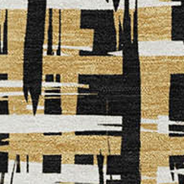 HomeRoots 8' X 10' Modern Black Ivory Gold Washable Area Rug - UV Protected, Stain Resistant, Stylish Comfort 683031