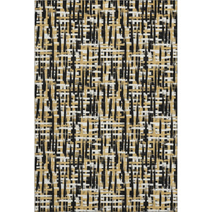HomeRoots 9' X 12' Stylish Black, Ivory & Gold Abstract Geometric Area Rug – Washable, UV Protected & Durable! 683032