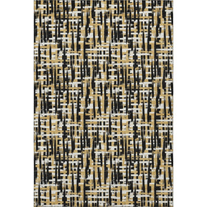 HomeRoots 9' X 12' Stylish Black, Ivory & Gold Abstract Geometric Area Rug – Washable, UV Protected & Durable! 683032